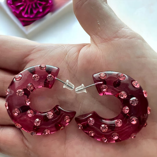 Fuschia Circle Earrings