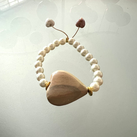 Betsy Beige Heart Bracelet