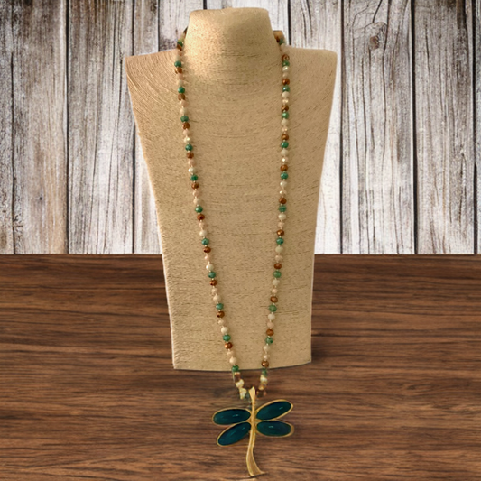 Emerald Dragonfly Necklace