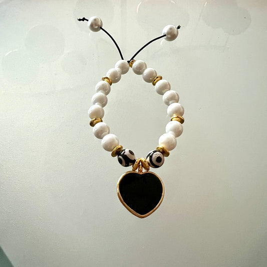 Emily Black Heart Bracelet