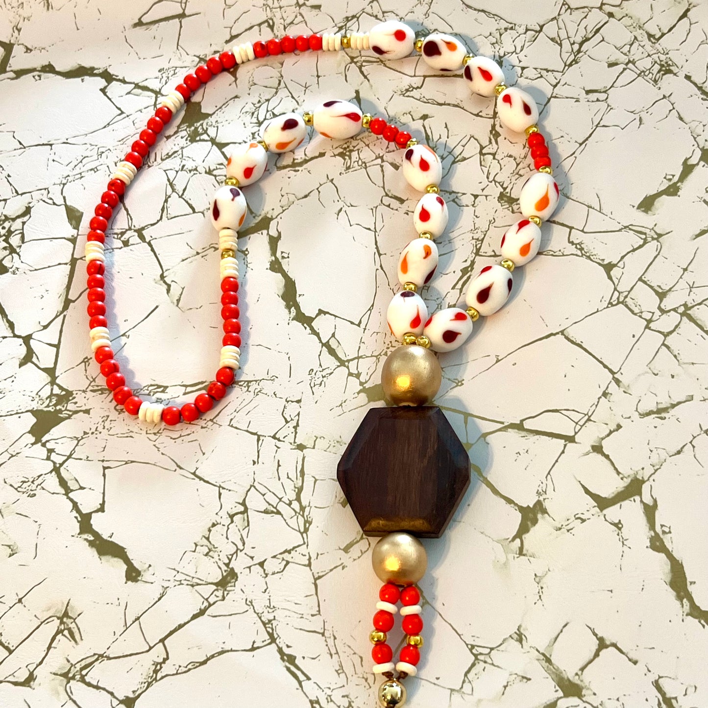 Big Brown and Orange Necklace