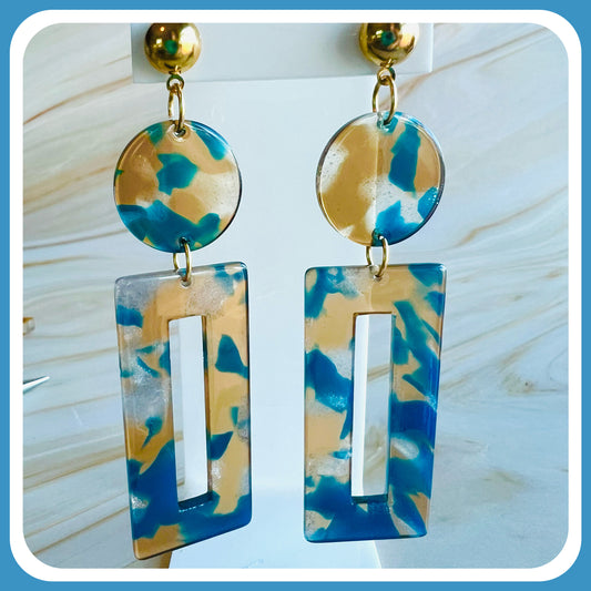 Fall Rectangle Turquoise Earrings