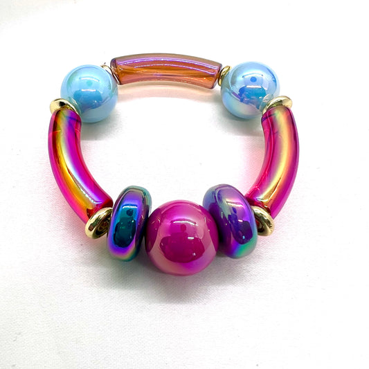 Fushia and Blue Bubble Summer Bracelet