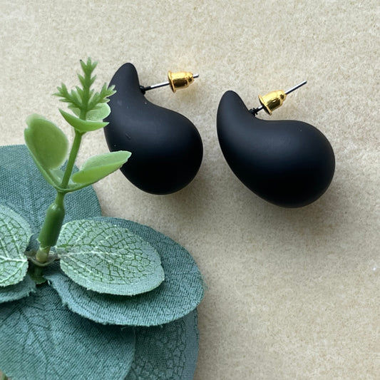 Black Matte Drop Earrings