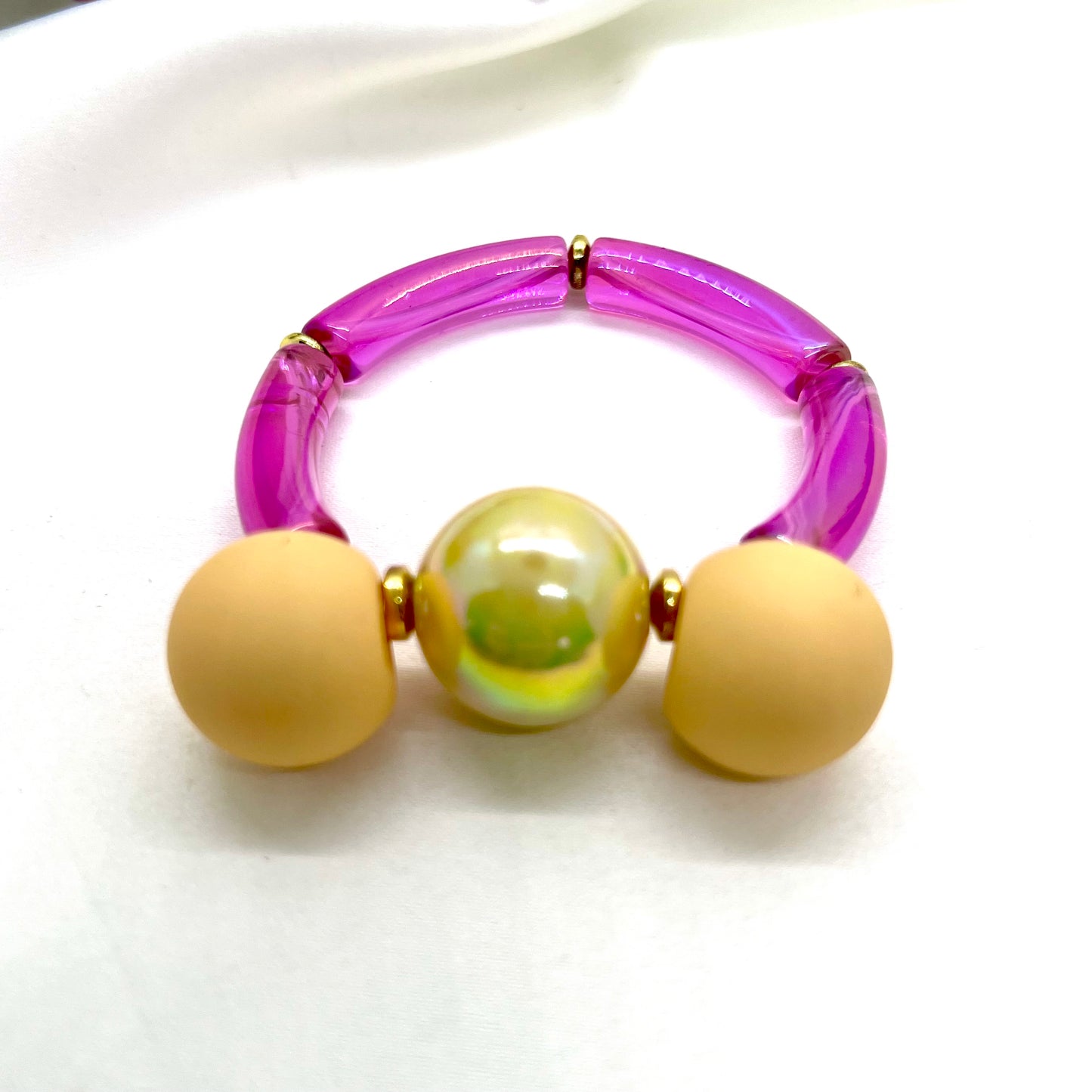 Fushia and Yellow Bubble Summer Bracelet