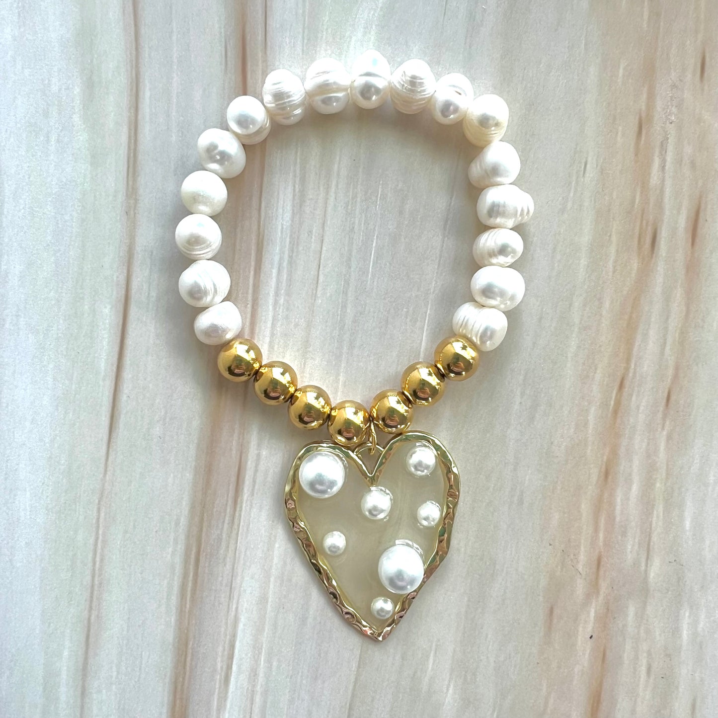 Daisy Gold Pearl Bracelet